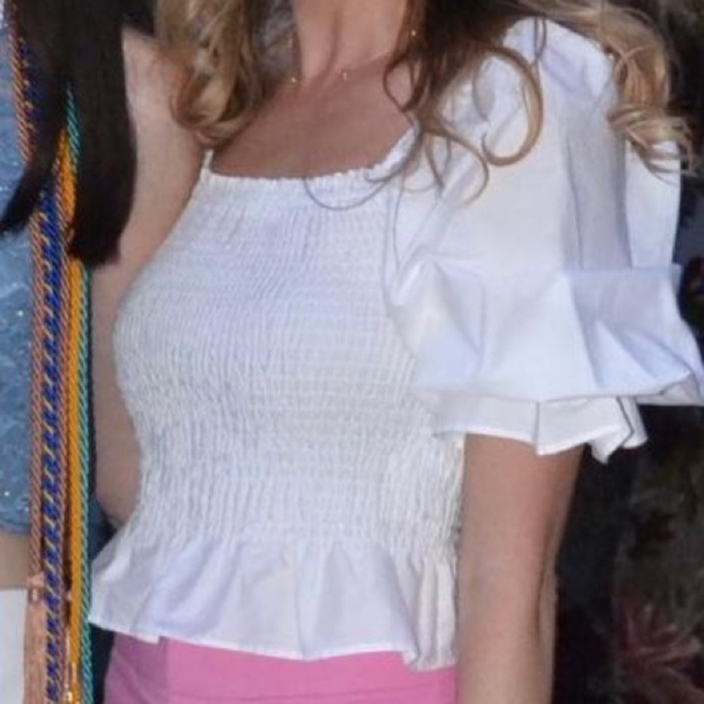 Zara stretch white poplin top
